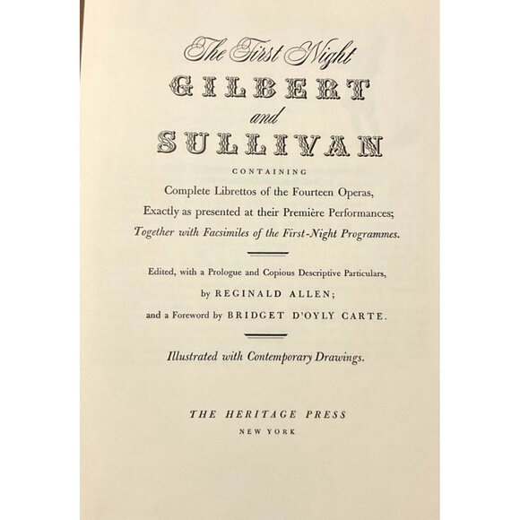 VTG THE FIRST NIGHT GILBERT AND SULLIVAN BOOK WITH PROGRAMS SLEEVE 1958 HERITAGE - Picture 4 of 7